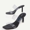 Wholesale Vinyl Double Strap Heel Sandals Medium Heels