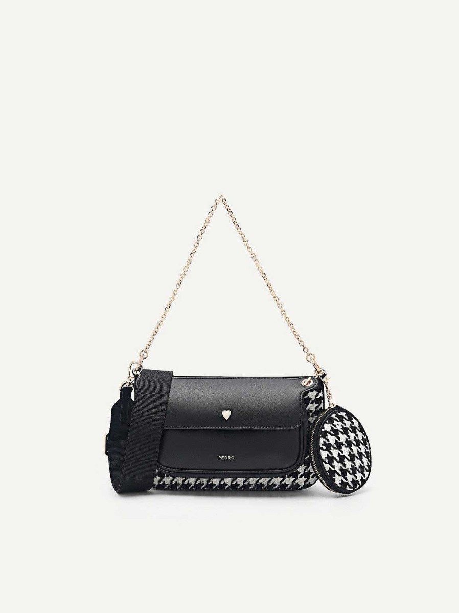 New Dilone Houndstooth Double Flap Shoulder Bag Shoulder Bags