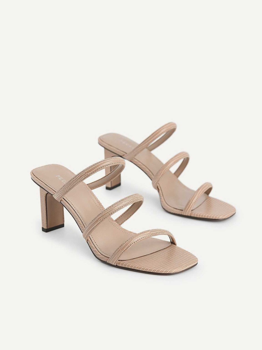 Online Strappy Heel Lizard-Effect Sandals Heel Sandals