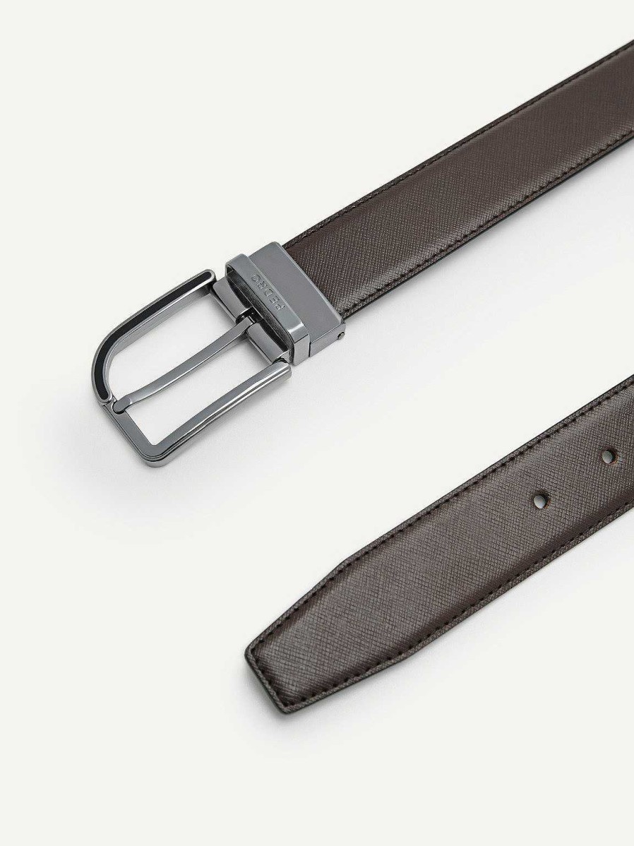 Online Embossed Leather Reversible Pin Belt Belts