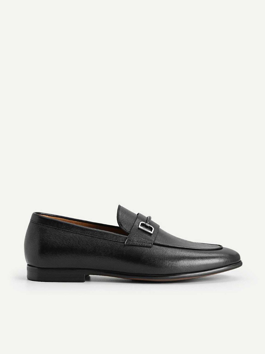 New Textured Leather Loafers With Metal Bit Loafers