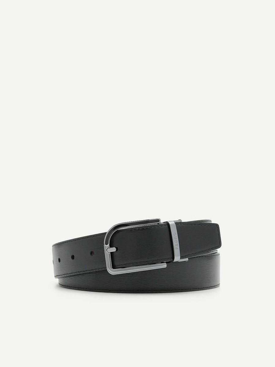 Online Embossed Leather Reversible Pin Belt Belts