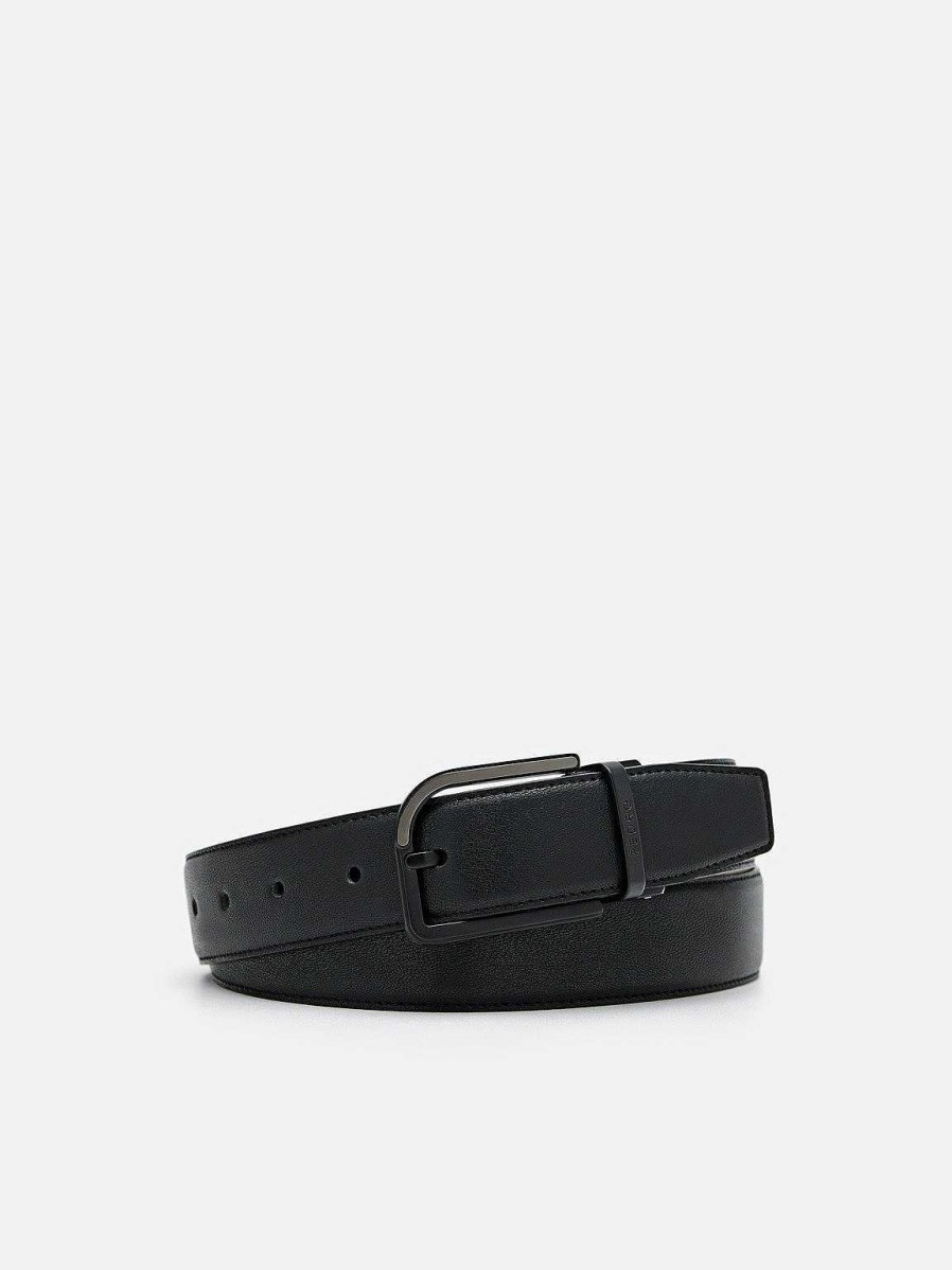 Online Embossed Leather Reversible Pin Belt Belts