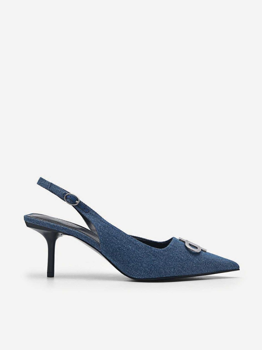 Online Pedro Icon Denim Pointed Slingback Pumps Pumps