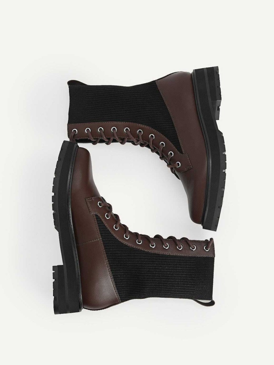 Online Chunky Lace-Up Boots Ankle Boots