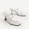 Wholesale Strappy Heel Sandals - White Medium Heels