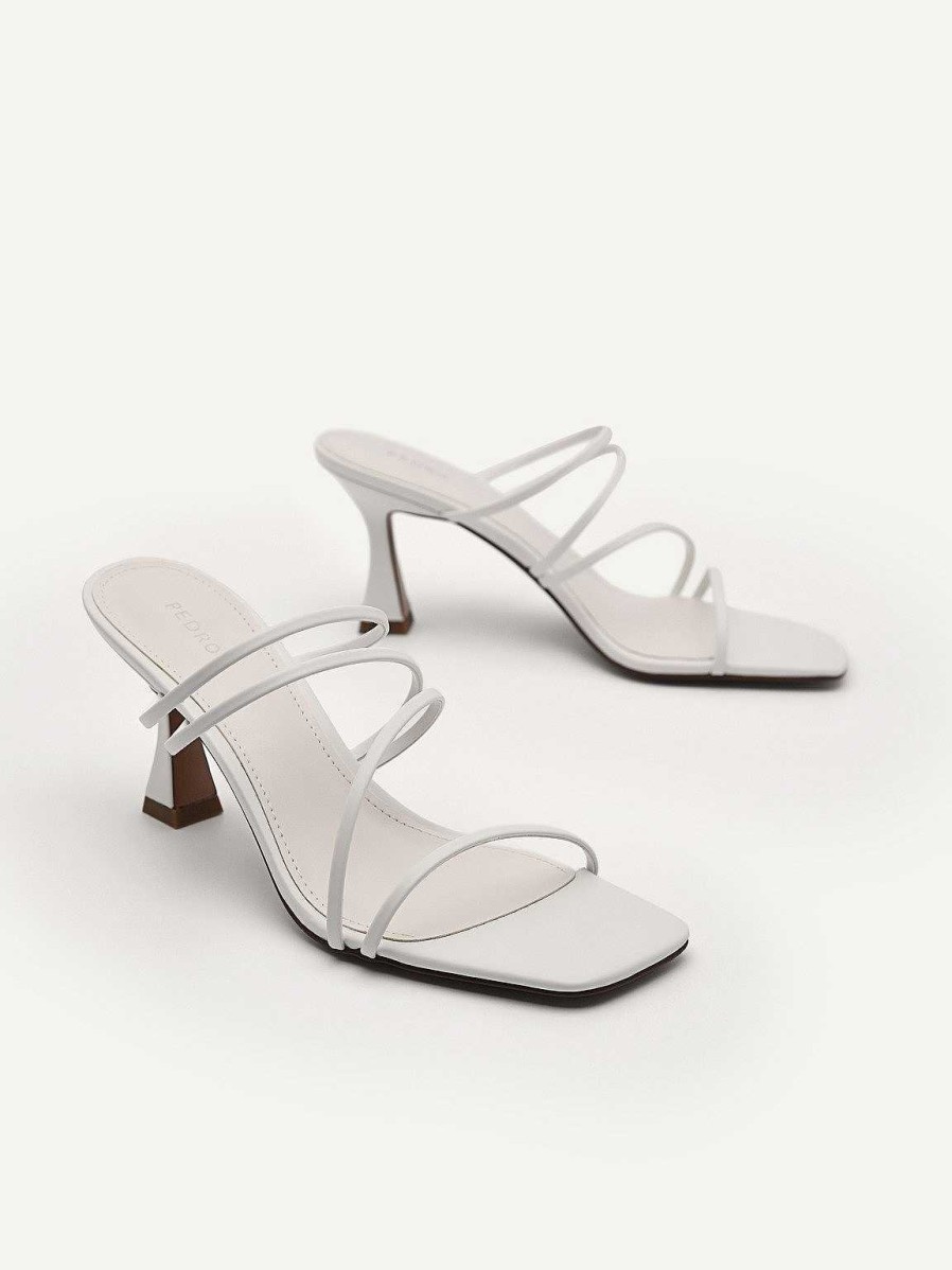 Wholesale Strappy Heel Sandals - White Medium Heels