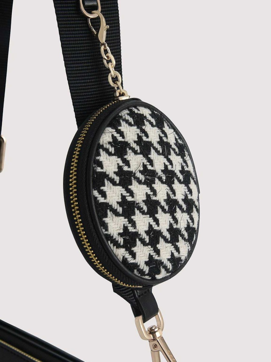 New Dilone Houndstooth Double Flap Shoulder Bag Shoulder Bags