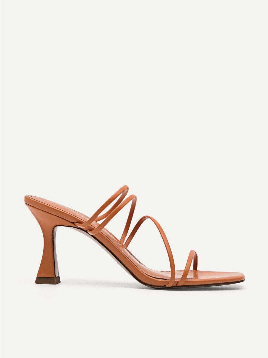 Clearance Strappy Heel Sandals - Orange Medium Heels