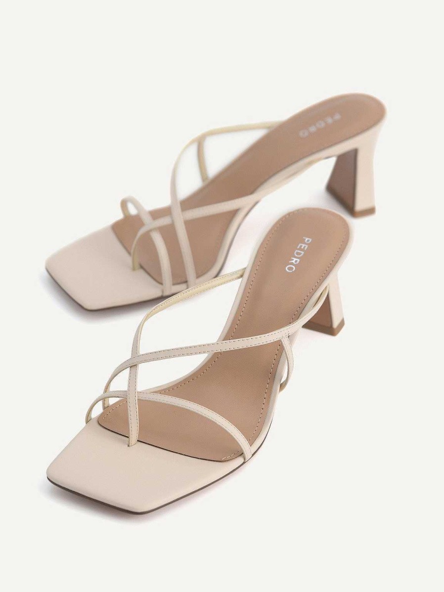 Online Strappy Toe Loop Heel Sandals Medium Heels