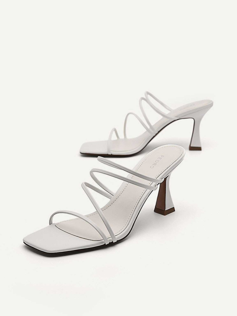 Wholesale Strappy Heel Sandals - White Medium Heels