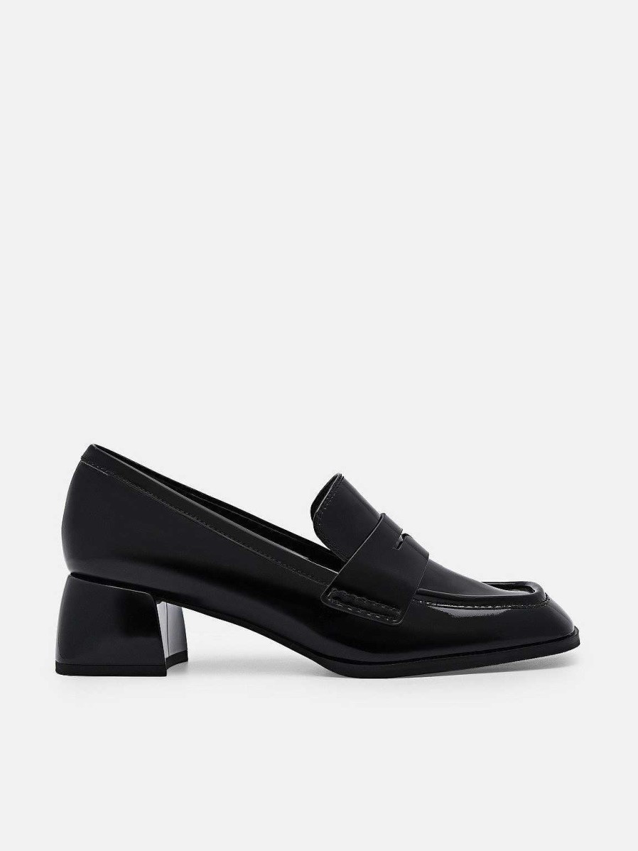 Clearance Maggie Leather Heel Loafers Low Heels