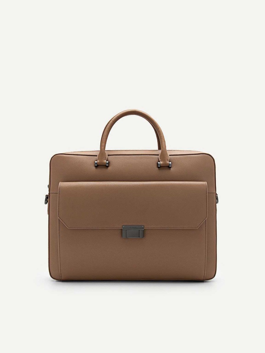 New Henry Textured Leather Briefcase Business Bags