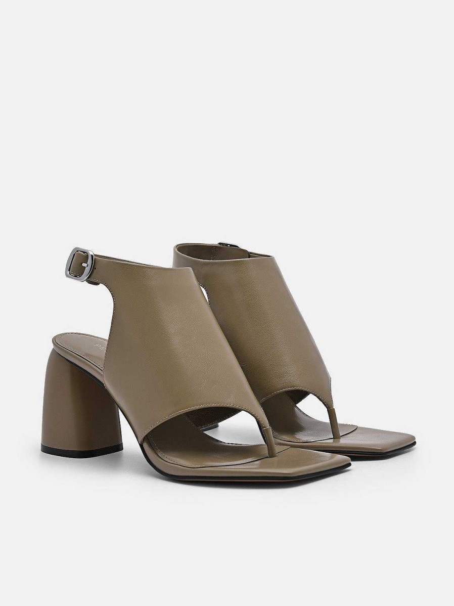 Best Este Leather Heel Sandals Medium Heels