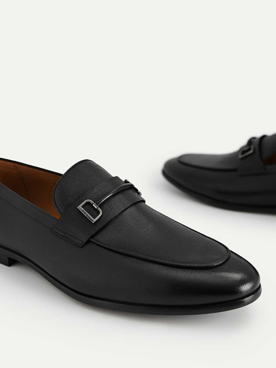 New Textured Leather Loafers With Metal Bit Loafers