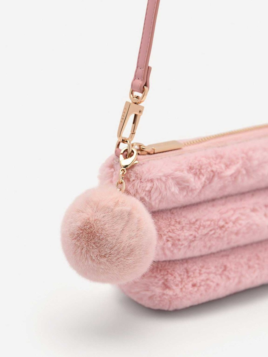 Wholesale Padded Pouch With Fur Charm Pouches