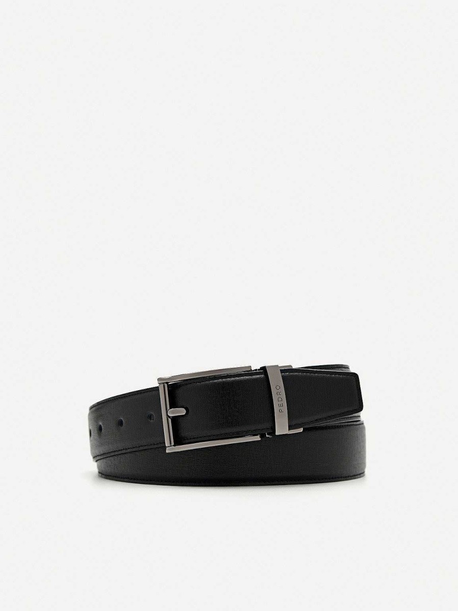 New Embossed Leather Reversible Pin Belt Belts